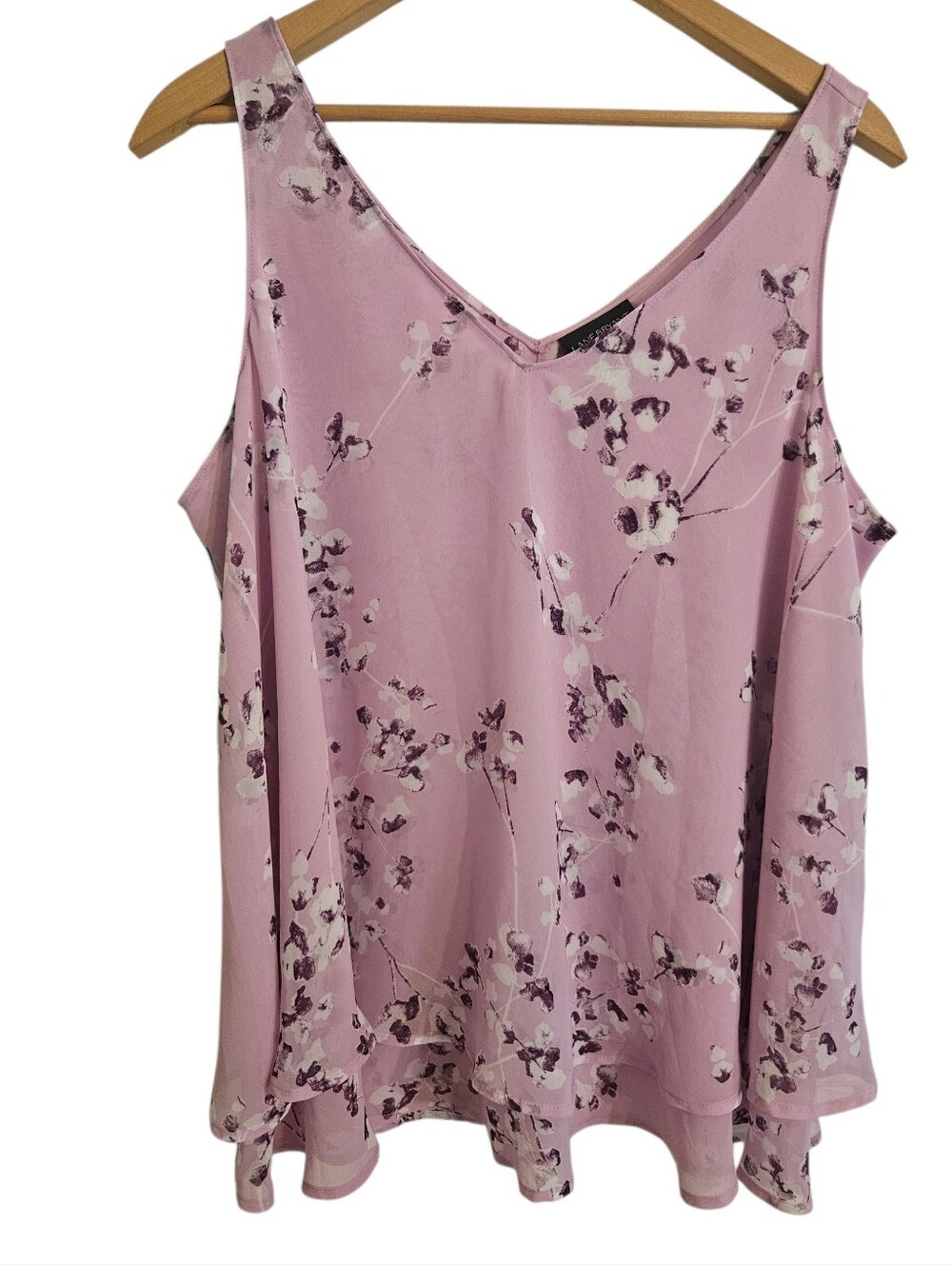Lane Bryant Pink Floral V-Neck Tank Camisole Flowy Layered Sz 14